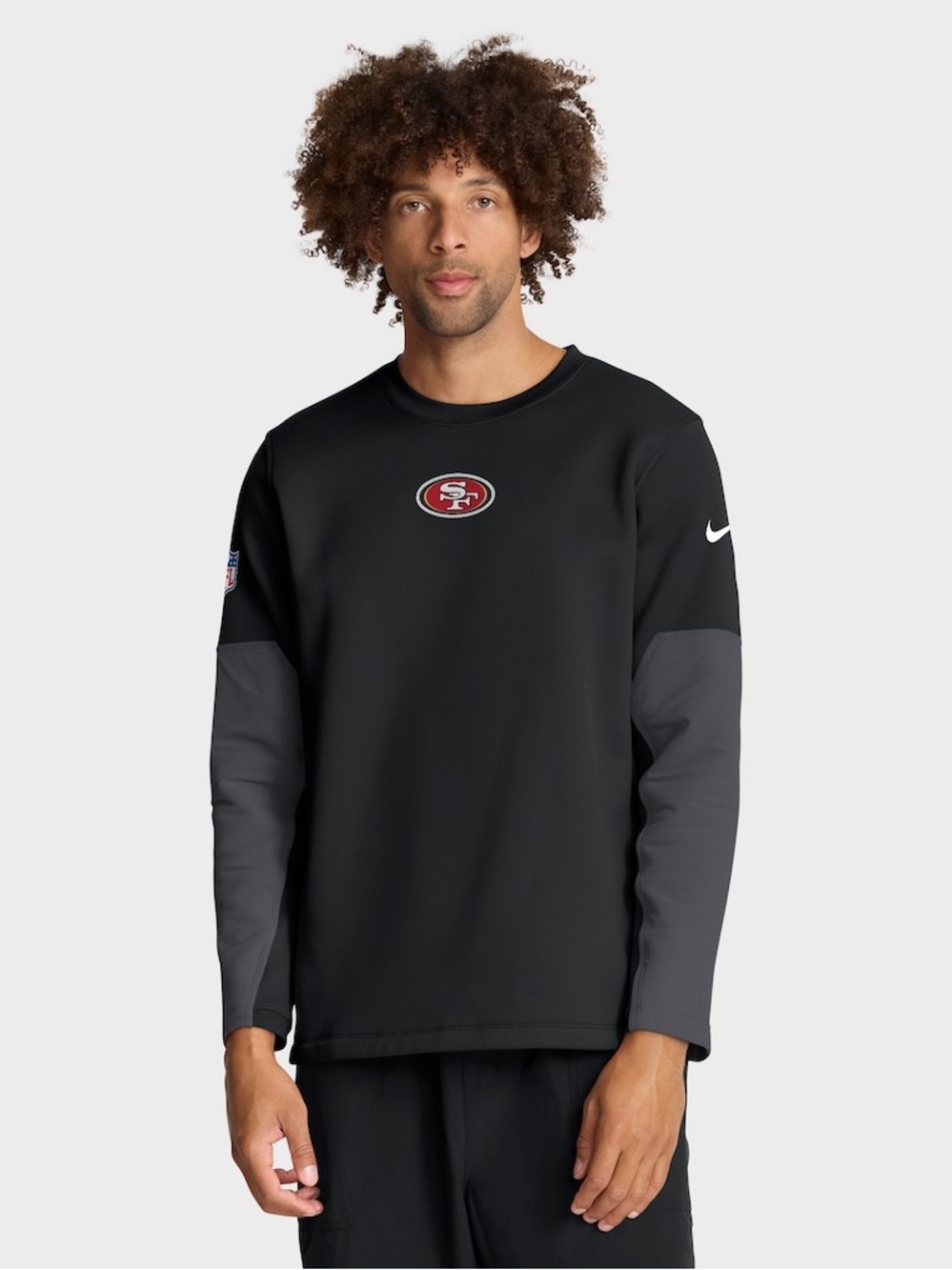 NWT Nike SF 49ers Black Sideline Coaches Midweight Therma-FIT Crew Pullover